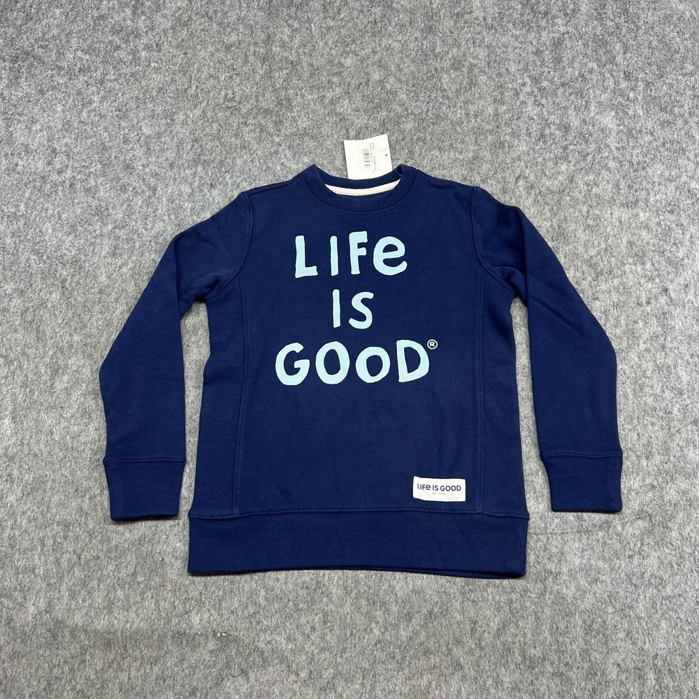 Life Is Good Sweatshirt Kids M Blue Fleece Crewneck Life Is‎ Good Sweater Boys